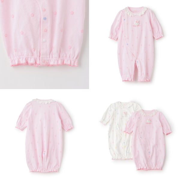 メゾピアノ アウター カバーオール 新品未使用 70〜80サイズ mezzo piano メゾピアノ ウサギマスコット付 お花柄2wayオール