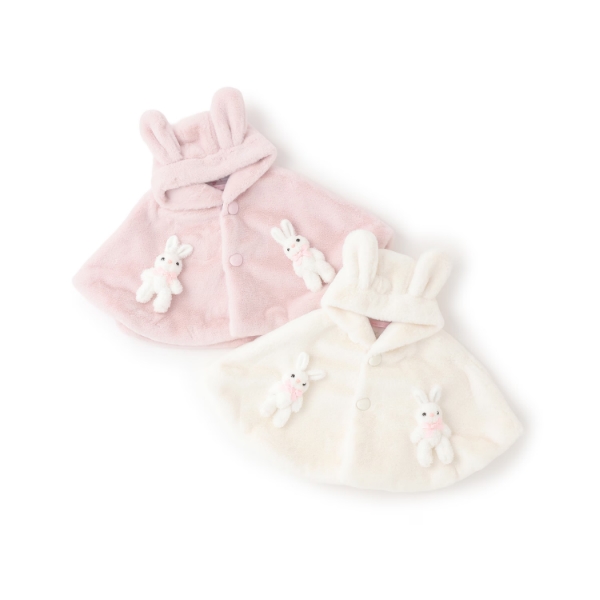 mezzo piano メゾピアノ うさぎ フェイクファーケープ オフホワイト