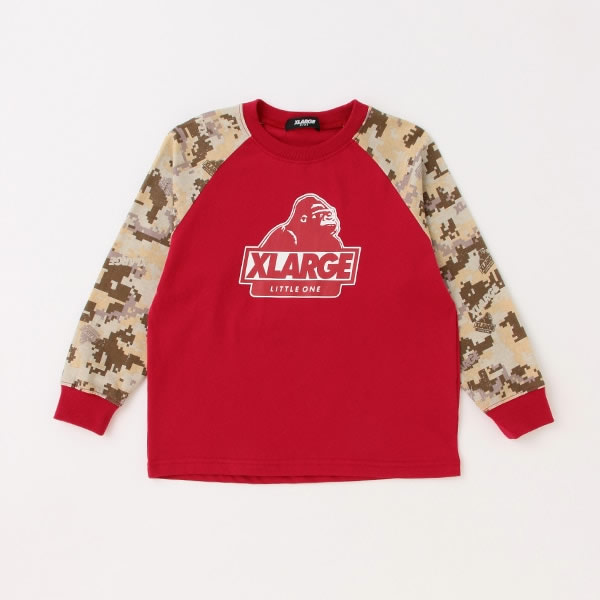 XLARGE KIDS エクストララージ キッズ 迷彩ラグラン長袖Tシャツ 80 90