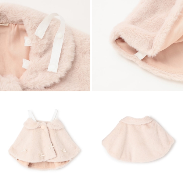 petit main プティマイン 2WAY衿リボンファーケープ フリーサイズ