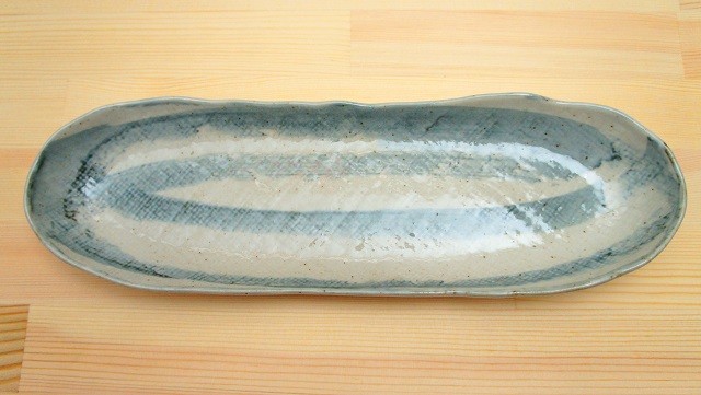 美濃焼 日本製 藍染舟形長皿 和食器 長皿 楕円皿 焼き物皿 さんま皿
