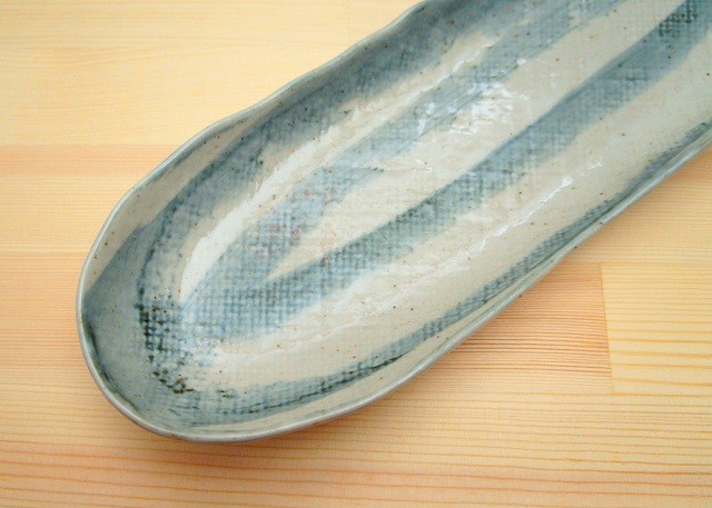美濃焼 日本製 藍染舟形長皿 和食器 長皿 楕円皿 焼き物皿 さんま皿