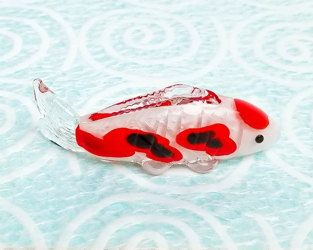手作りガラス細工 ガラス細工 錦鯉(小) 赤黒 SK317A ミニチュア 鯉 