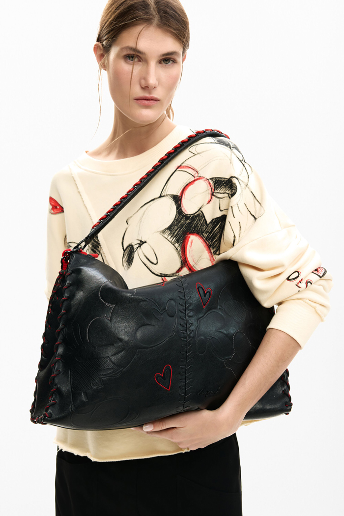 新品✨タグ付き♪定価14,900円　デシグアル　刺繍  バッグ デシグアル Desigual 刺繍入りミディアムサイズのレザー風バッグ