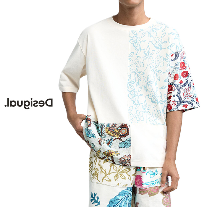 Desigual（デシグアル） メンズ Tシャツ 花柄 プリント 半袖 おしゃれ 
