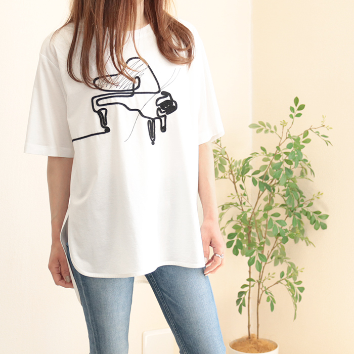 VINTAGE musemieux トップス カットソー Tシャツ チュニック コットン100 綿100 刺繍 抽象柄 半袖 夏物 レディースファッション ミセスファッション｜koran｜02