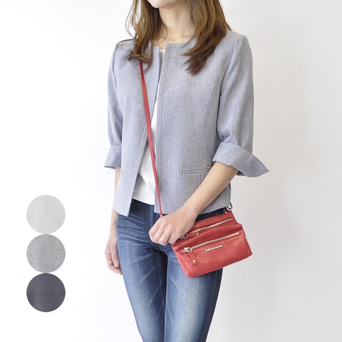代引不可 ノーカラー 7分分袖ジャケット 夏物 ジャケット カジュアル ビジネス キャリア 仕事 ミセスファッション 40代 50代 女性 長袖 グレー ネイビー コンビニ受取対応商品 Kuljic Com