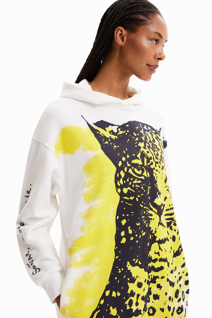 Desigual デシグアル レディース トップス 裏起毛 チュニック スウェット フード付き ヒョウ おしゃれ ミセス インポート SDGs Desigual デシグアル レディース トップス 裏起毛 チュニック
