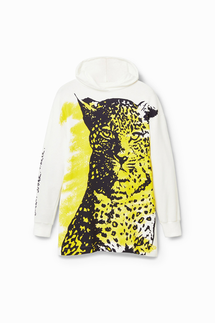 Desigual デシグアル レディース トップス 裏起毛 チュニック スウェット フード付き ヒョウ おしゃれ ミセス インポート SDGs Desigual デシグアル レディース トップス 裏起毛 チュニック