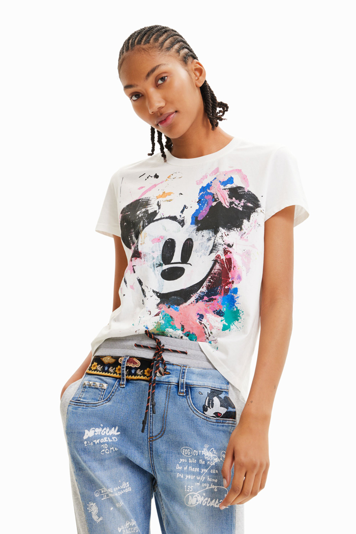 Desigual デシグアル レディースファッション Tシャツ 半袖 ミッキーマウス Disney ピンク・モロ PinkMorro インポート