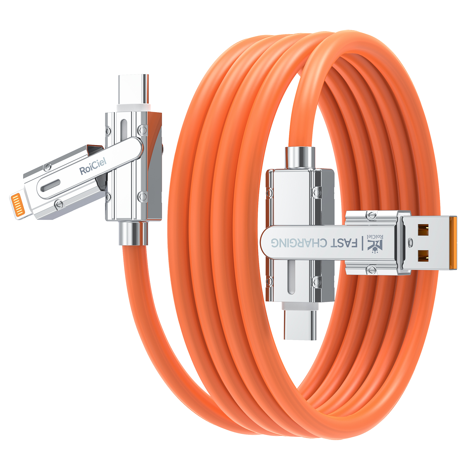 RoiCiel 4in1変換ケーブル USB-C to PD120W /USB-C Lightning PD27W