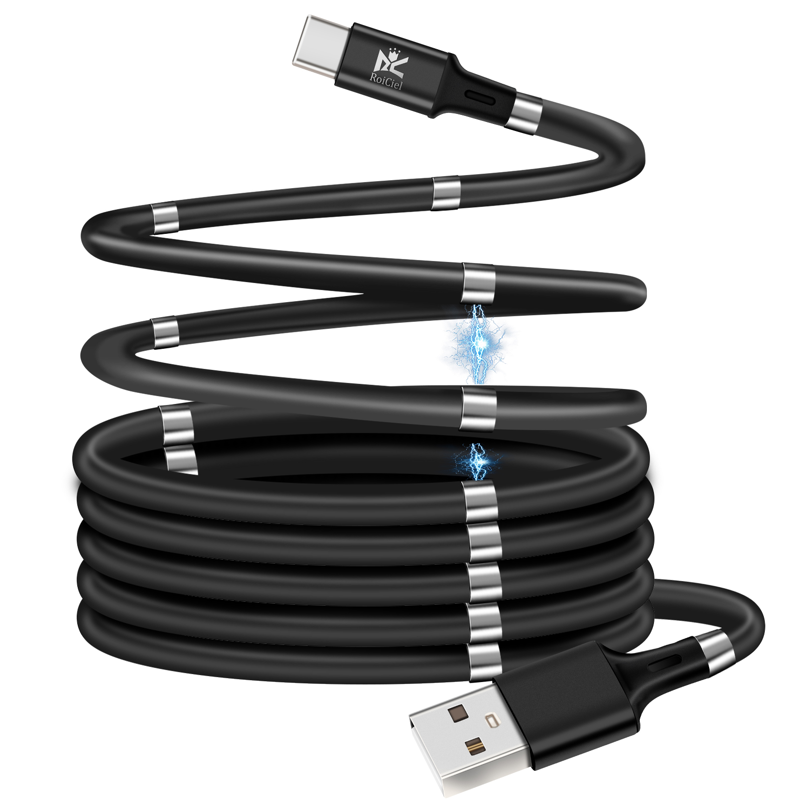 RoiCiel マグネット充電ケーブル (磁気リング/充電ケーブル) USB-A to