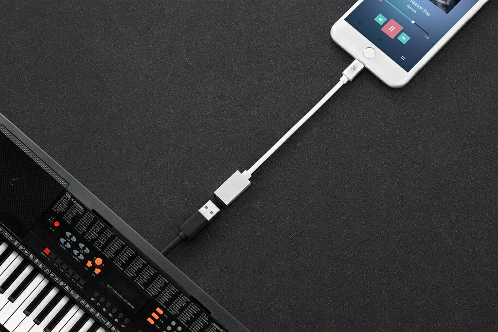 RoiCiel OTG ケーブル USBA(メス)→Lightning(オス) iphone MIDI USB