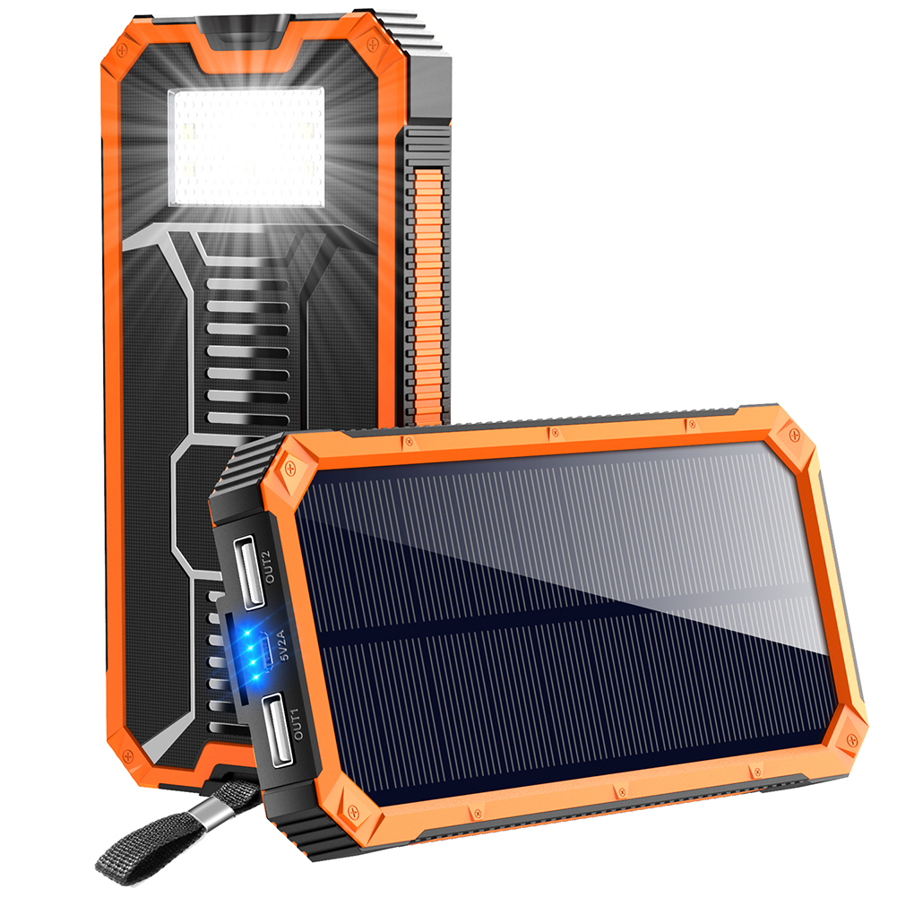 モバイルバッテリー 大容量 ソーラー 充電器 15000mAh 軽量 2台 モバイルバッテリー 大容量 ソーラー 充電器 15000mAh 軽量 2台