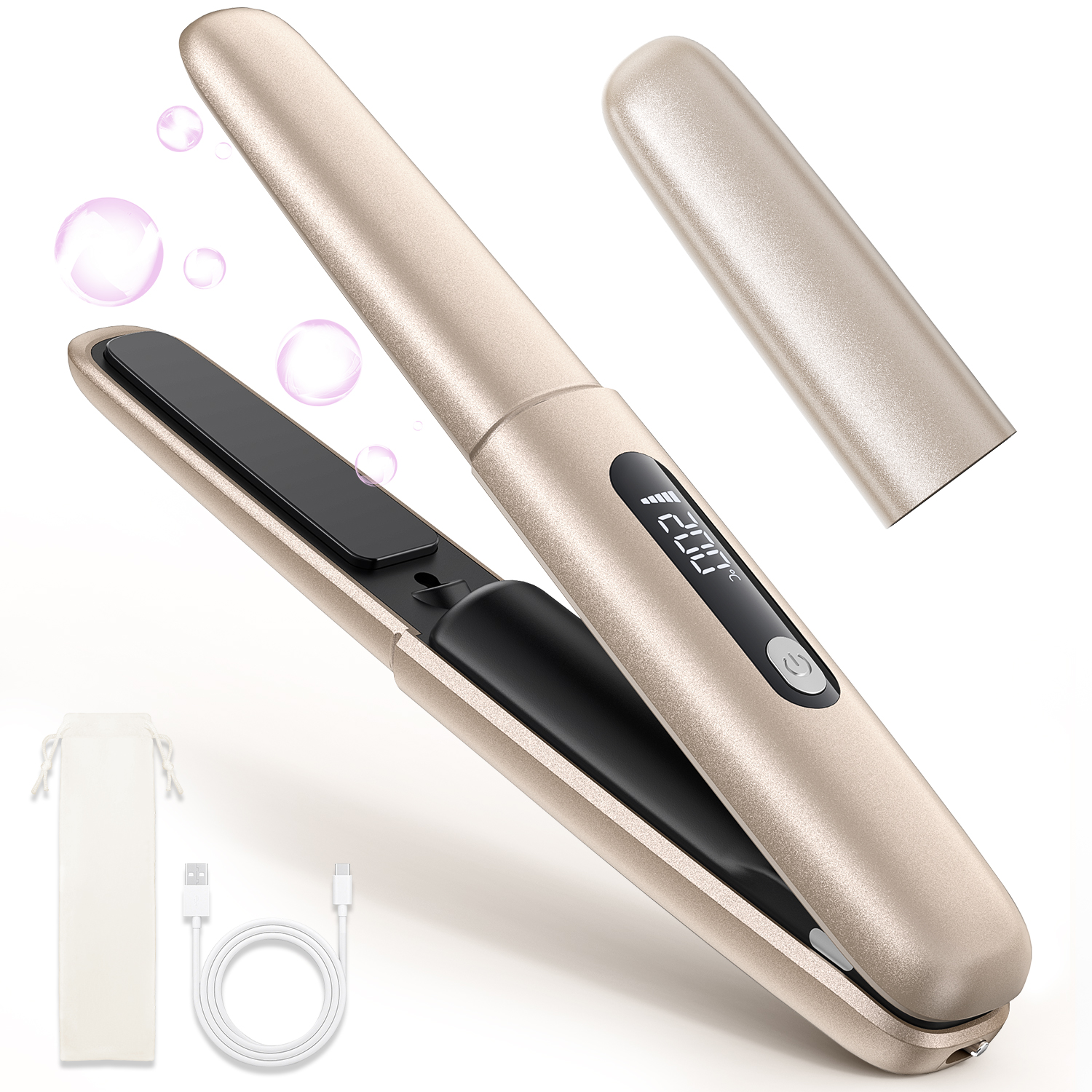 ヘアアイロン ミニ コードレス 6000mAh 2way ストレート カール USB