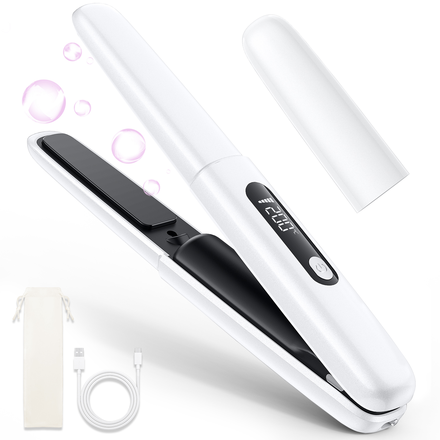 ヘアアイロン ミニ コードレス 6000mAh 2way ストレート カール USB