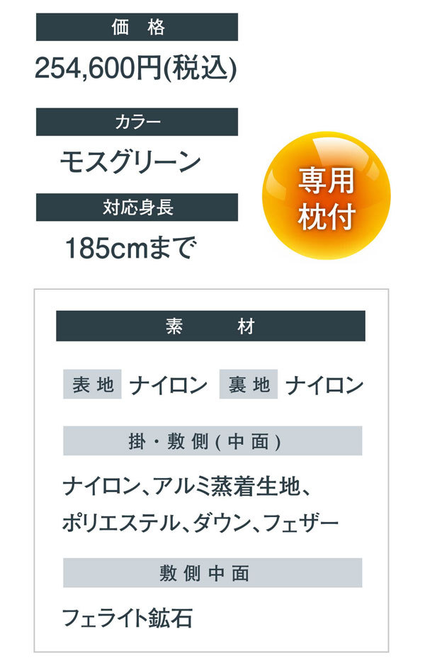 全国組立設置無料 湧命力パワーシュラフ寝袋 Lサイズグリーン 枕つき