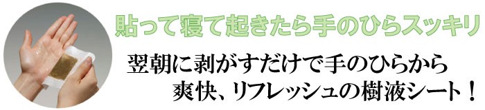 貼って寝て起きたら手のひらスッキリ！翌朝に剥がすだけで手のひらから爽快、リフレッシュの樹液シート