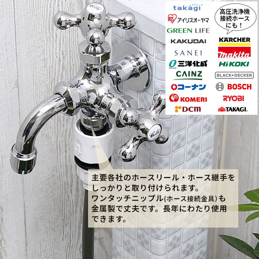 蛇口 二股 二口水栓 双口蛇口 双口 二口 交換 横水栓 ホース