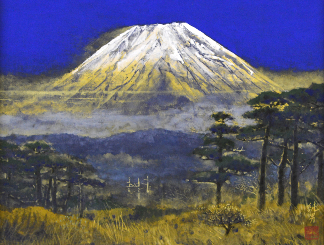 坂本 直行「大雪山系の山」水彩画・6号・落款入□六花亭□北大
