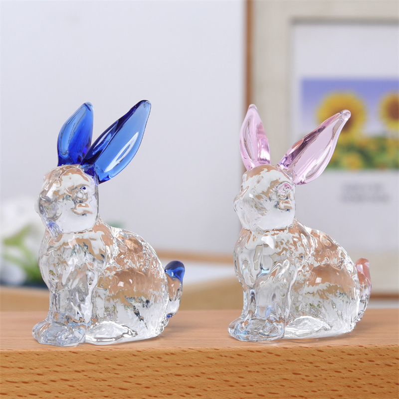 ウサギ 置物 うさぎ オブジェ ガラス ホーム ガラス細工ウサギ 彫像 