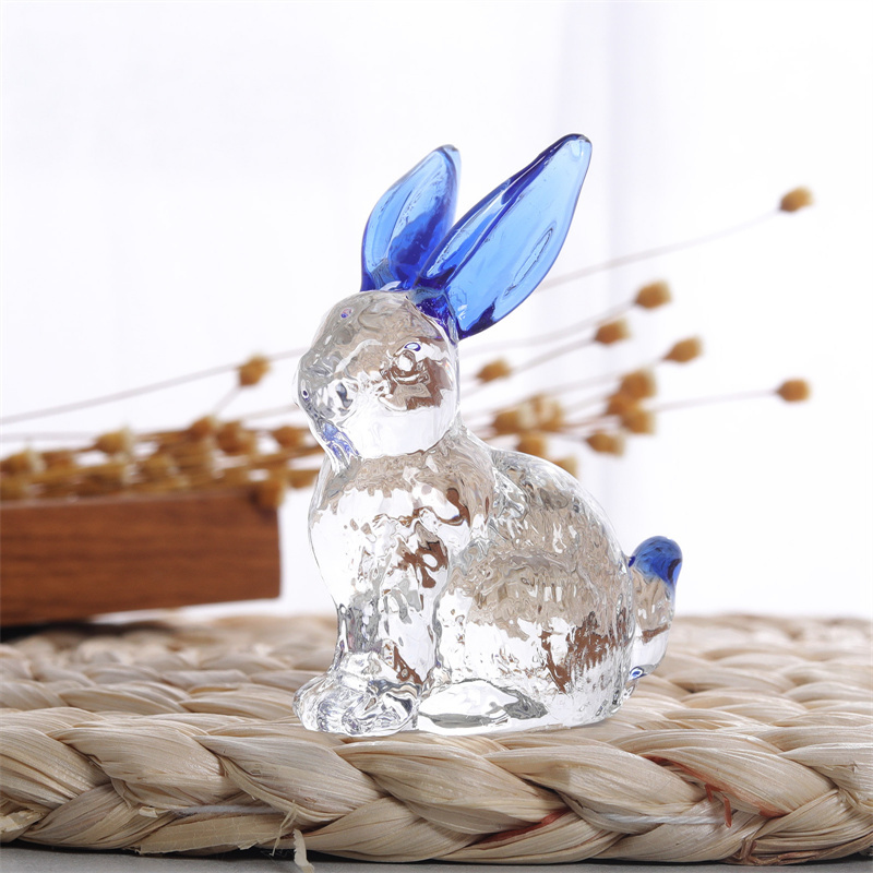 ウサギ 置物 うさぎ オブジェ ガラス ホーム ガラス細工ウサギ 彫像 
