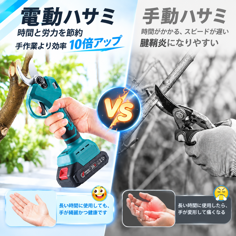 剪定ばさみ 充電式 マキタバッテリー互換 電動剪定ハサミ ブラシレス