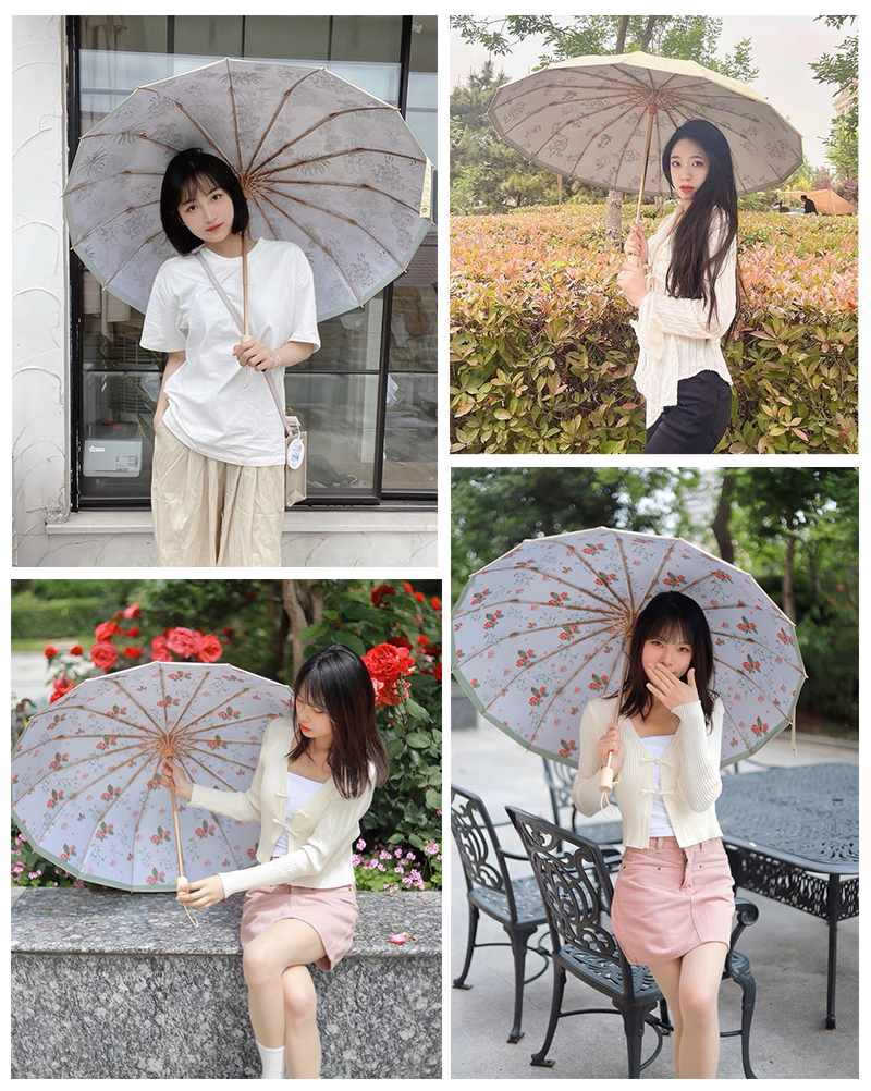 ☆イイダ傘店 晴雨兼用 おりたたみ UV防水 花タイル hana tile