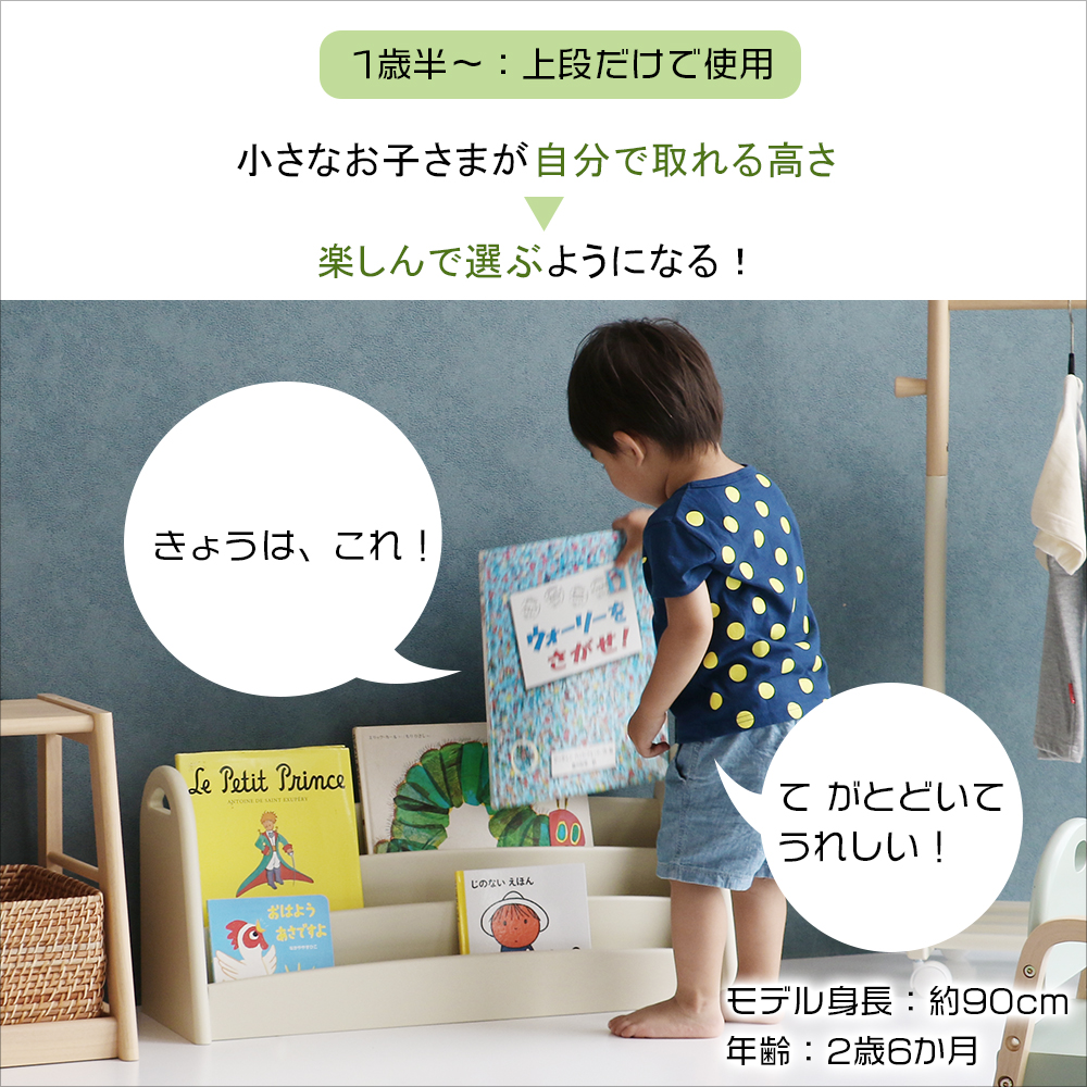 ICHIBA 成長に合わせて使える 絵本ラック 本棚 絵本 ラック 収納