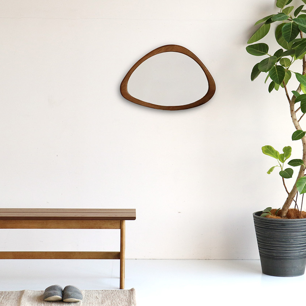 丸型ミラー 洗面所 天然木フレーム 玄関 壁掛けミラー ICHIBA（市場） ウォールミラー 鏡 ミラー 壁掛けミラー 玄関 天然木