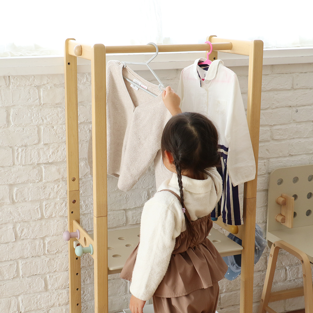 ICHIBA（市場） 限定値下げ キッズハンガーラック 木製 2way 子ども
