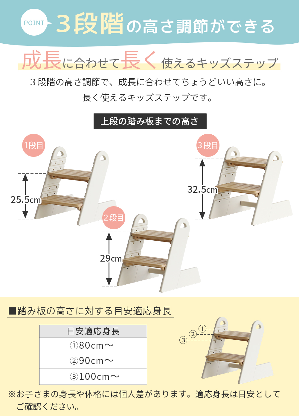 爆買 踏み台 子供 高さ調節 3段階 子ども キッズステップ 木製 ステップ Kids Adjustable Step -tiera- ILS-3900 関連画像5