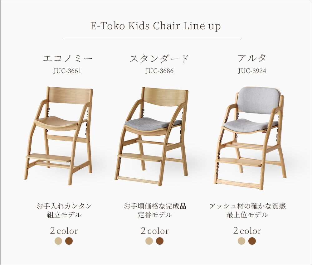 学習椅子 子供 キッズ 木製 姿勢 学習チェア 勉強椅子  子供椅子 高さ調整  E-Toko Kids Chair -alta-[JUC-3924]の画像