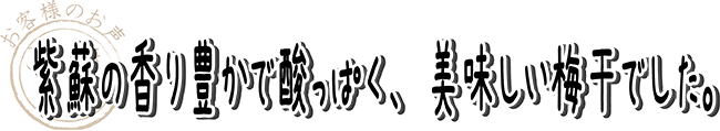 紫蘇の香り豊かで酸っぱく、美味しい梅干しでした