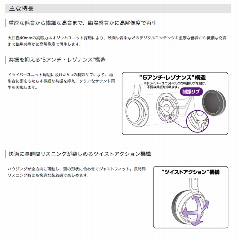 JVC 密閉式ヘッドホン HA-RZ510 室内使用 延長コード付き : JVC