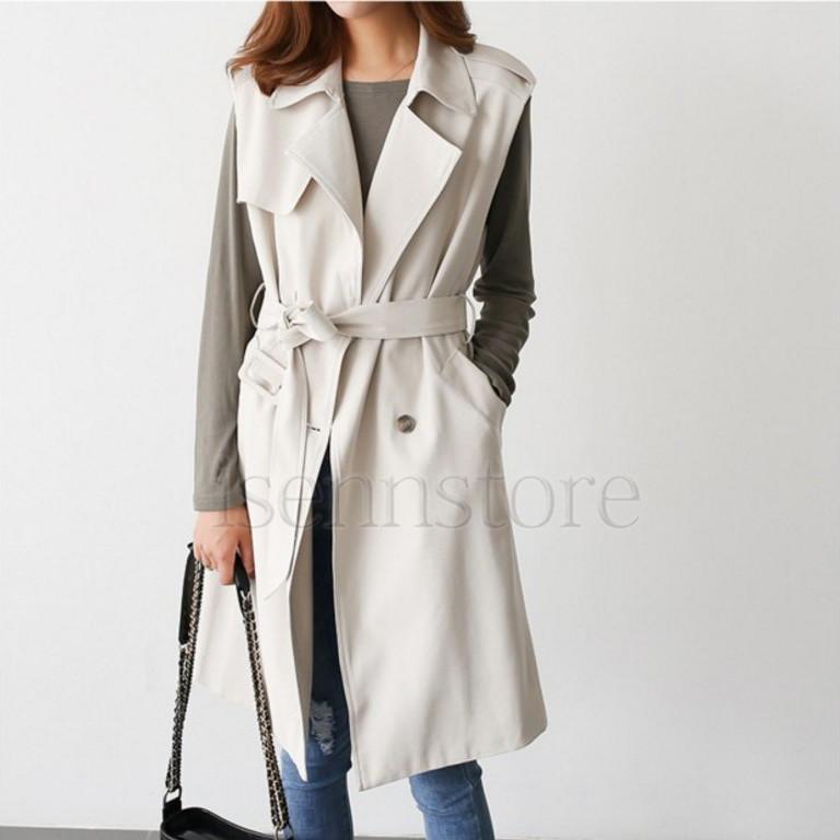 ロングジレ ベストにもなるトレンチコート ロングジレはGUの🧥 トレンチコートの袖が外せてジレになる2way