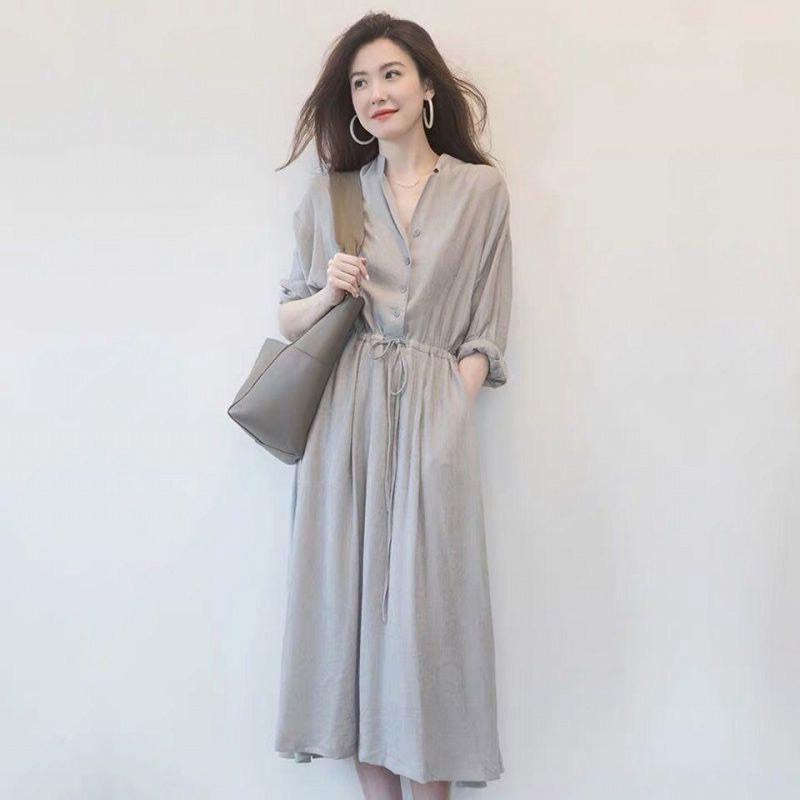 シャツワンピース レディース ロング丈 マキシ丈 長袖 シャツ ワンピース 春 夏 春服 夏服 きれいめ ゆったり チュニック トップス 羽織 |  | 01