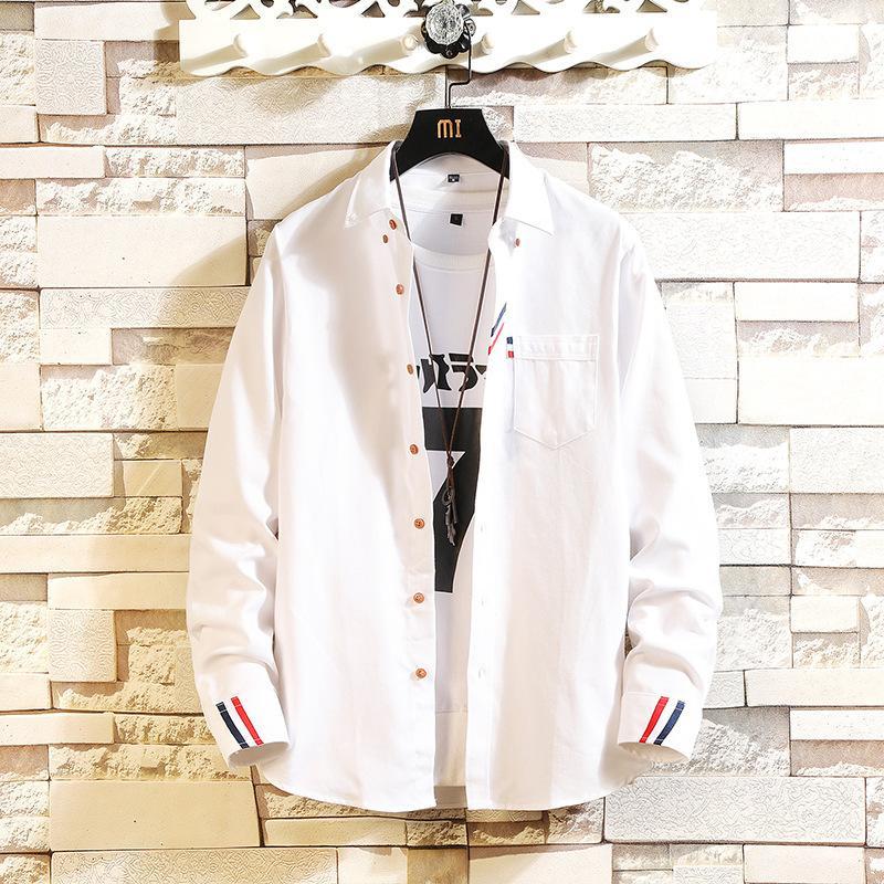 メンズシャツ メンズ 長袖シャツ ボンタンダウン シャツ 無地 袖口ライン 長袖 秋 秋物 秋服 R商事 2023 | ブランド登録なし | 01