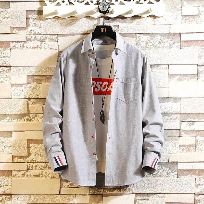 メンズシャツ メンズ 長袖シャツ ボンタンダウン シャツ 無地 袖口ライン 長袖 秋 秋物 秋服 R商事 2023 | ブランド登録なし | 02