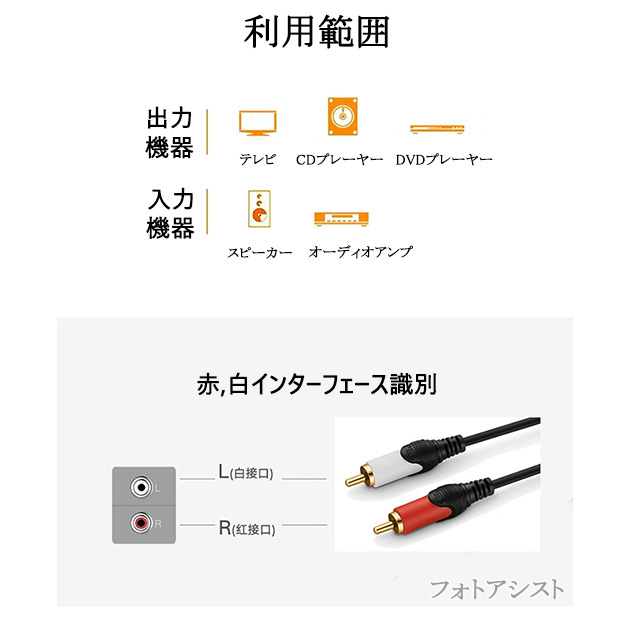 【互換品】panasonic/パナソニック対応RCAオーディオケーブル 1.8m (2RCAオス - 2RCAオス)  Part.2　送料無料【メール便の場合】｜kou511125｜08