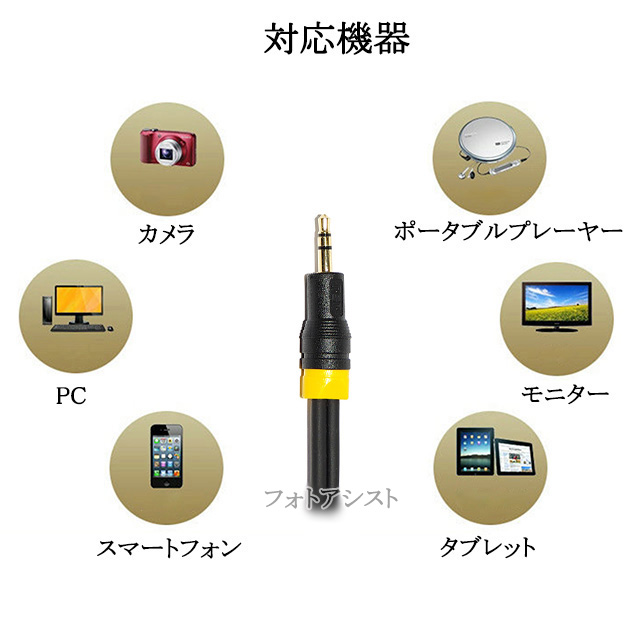 【互換品】panasonic/パナソニック対応RCAオーディオケーブル 3.0m (ステレオミニプラグAUX3.5mmオス - 2RCAオス)   Part.4　送料無料【メール便の場合】｜kou511125｜03