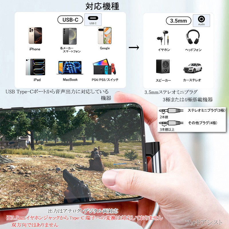 SONY（ソニー） SONY/ソニー対応 Type-C端子から3.5mm(3極/4極プラグ