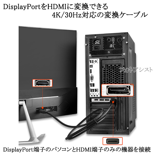 【互換品】その他メーカー3対応 DisplayPort から HDMI 変換ケーブル  1.5ｍ  4K対応　送料無料【メール便の場合】｜kou511125｜03