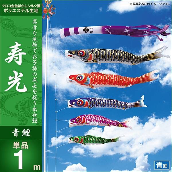 こいのぼり 庭園用 キング印 鯉幟 寿光 青鯉1m 単品 代引き&熨斗不可
