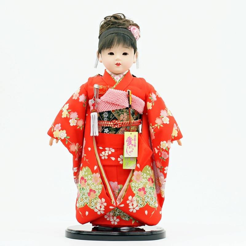 楽天市場】市松人形 13号(正絹 絞り 市松人形 赤 SGYK1703-3)お
