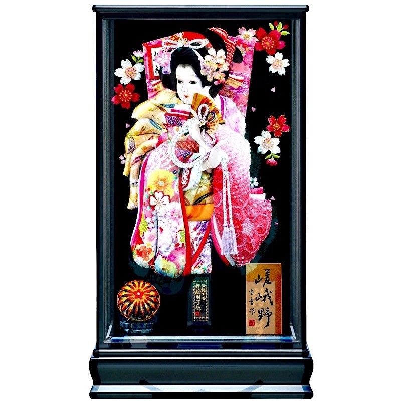 人形広場 雛人形 五月人形専門店羽子板 18号 2019年 羽子板飾り 宝童作 ケース飾り 新嵯峨野 面取りガラス