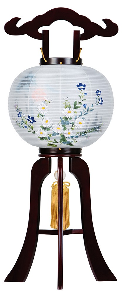 盆提灯 置き提灯 銘木工芸行灯 姫あんどん 華の9号 桜調 25W 絹二重絵 