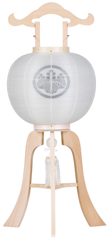 盆提灯 神燈向けお盆提灯 ひのき白木 福印 40W 絹二重 無地 天然