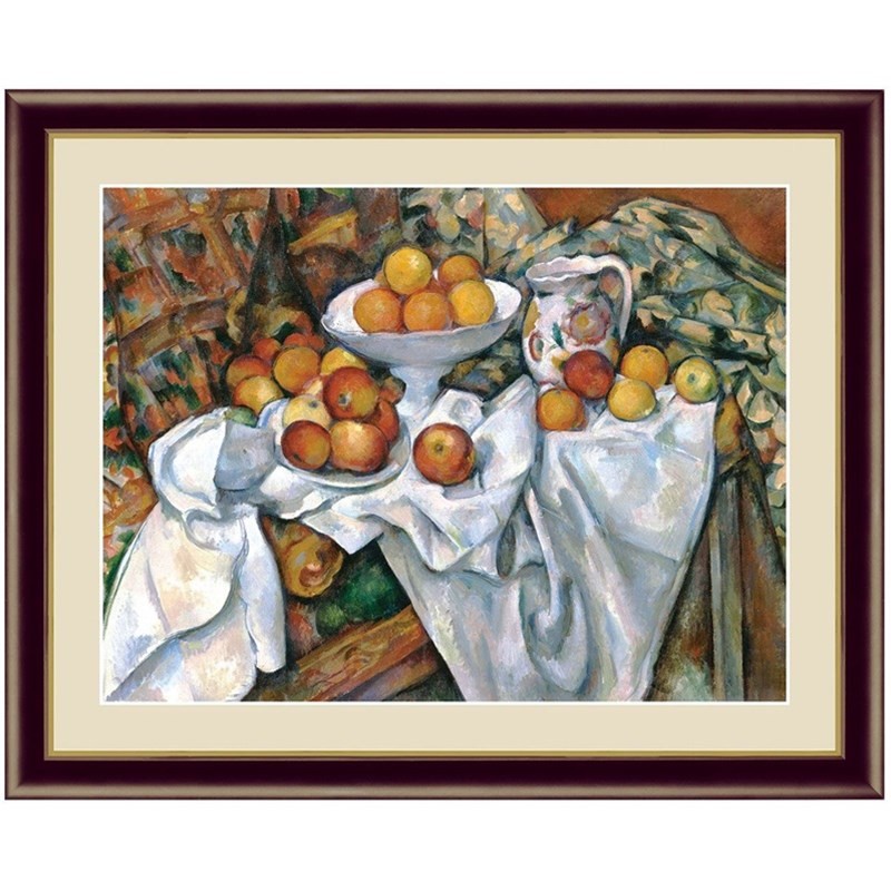 アート額絵 洋画 林檎とオレンジ 20×15cm ポール・セザンヌ 新絹本