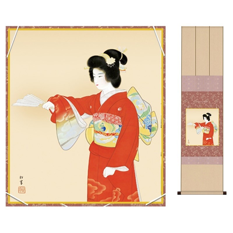 掛け軸 上村松園 『 序の舞 』 美人画 名品 複製 希少 茶道具 掛軸 新品 上村松園 掛け軸 『序の舞』 送料無料 【掛軸】【一間床・半間床